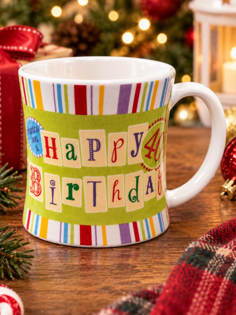 🎉🎂🎈Russ Berrie Happy 40th Birthday Ceramic Gift 12oz Mug
